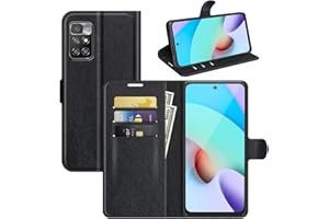 BOCTECH Funda para Xiaomi Redmi 10 2022, Carcasa con Tapa Flip Case Libro de Cuero PU Piel y Silicona Suave Cartera Cover Antigolpes con Cierre Magnético, Ranura para Tarjeta y Soporte, Negro