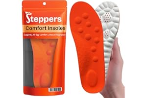 Original Steppers Insoles, 2025 4D Steppers Comfort Boosting Massage Insole, Memory Foam Thermal Insoles, Comfy Insole with Arch Support for Men and Women (Orange, Large (EU 43-44))