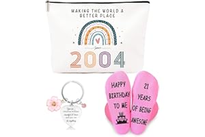 ZUFIO Funny 21st Birthday Gift for her - 21st Birthday Retro Cosmetic Bag, Personalized Socks- Gift Ideas for Bestie,Best Friend, Sister (UK-2004)