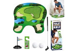 Qnbonrich Mini Töpfchen Golf Set, Toalettgolf Presentuppsättning med Skalbar Golfklubba, 2 Golfbollar och Dörrhänge, Puttingmatta, Mini Golf Roligt Mänspresent, för Badrum, Toalettspel