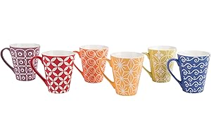 Excelsa Etnika Zestaw Kubków, Porcelana, Wielokolorowy, 6 Szt.