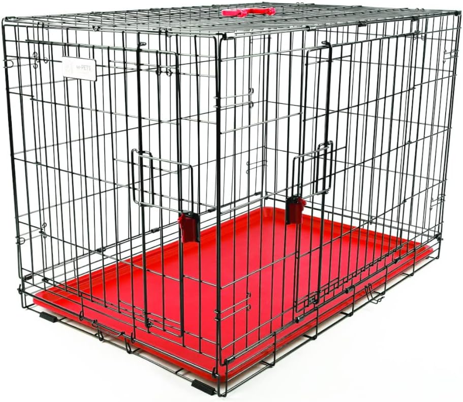 M-PETS VOYAGER KÖPEK KAFESİ 2 KAPILI (L) KIRMIZI 91X58X63CM