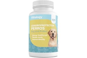 VITTALOGY Condroprotector para Perros. Antiinflamatorio Natural con Colágeno, Condroitina, Hialurónico y Cúrcuma. Complemento Alimenticio para Caderas, Articulaciones y Cartílagos. 120 Cápsulas