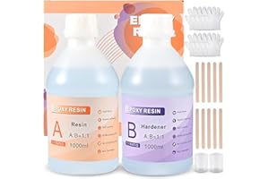 Cieex Epoxidharz Set 2L, Epoxidharz mit Härter 1:1 Gusskristallklarer Gießharz Klebstoff für Holz, Schmuckherstellung, Kunsthandwerk, Formenbau
