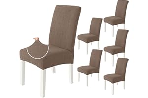 Ystyle Housse De Chaise 6 Pièces, Housse Chaise Salle À Manger Élastique, Couvre Chaise Moderne Extensible, Lavable Protection Chaise, Universel Housse pour Chaise Mariage, Café Clair