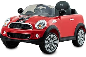 ROLLPLAY Voiture Électrique, Avec Télécommande, Fonction Marche Arrière, À partir de 3 Ans, Jusqu'à 35 kg, Batterie 6 Volts, Jusqu'à 4 km/h, MINI Cooper S Roadster, Rouge