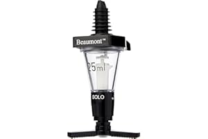 Beaumont Spirit Optics Dispenser Stamped 25ml, Black, Government Stamped, Professional Bar or Home Use, Alcohol Optics Dispenser, Precise Measurement, Leak Proof Rubber Seal, K493
