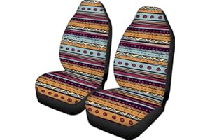 Belidome Autositzbezüge für Vordersitze, für SUV, Lkw, Auto, 2 Stück, Mehrfarbiger Geometrie-Druck im Boho-Stil