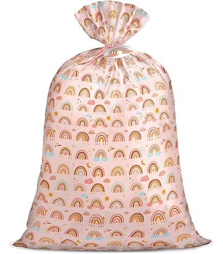 Loveinside XXL-Geschenktüte Aus Plastik – Blumenmuster Mit Anhänger & Schleife – Perfekt Für Geburtstag, Hochzeit, Muttertag