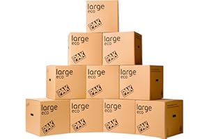 StorePAK Eco Storage Archive Moving Boxes with Handles - (Pack of 10) - 64 Litres - 100% Recyclable - H 40.5 x W 40.5 x D 40.5cm - LARGE