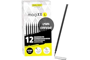 ONLINE Legami MagiXX L I Black 0.7 mm Refills - 12 Pack Compatible with Gel Pens