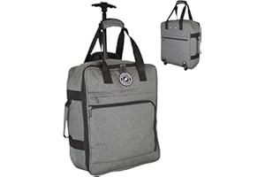BORDLITE EasyJet Underseat Cabin Bag 45x36x20cm – Twill Wheeled Travel Holdall with Trolley Handle – Lightweight Soft Shell Carry On Luggage – Fits EasyJet Free Bag Allowance - Grey