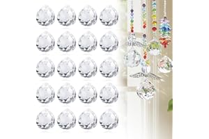 TEOKANTZ 24 Pezzi 20mm Acchiappa Sole in Cristallo, Cristalli Decorativi, Acchiappasole da Appendere, Cristalli da Appendere per Finestre, Lampadari, Automobili, Giardino, Matrimoni, Feste