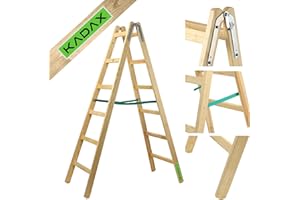 KADAX Escabeau Pliable en Bois, Échelle à Structure Robuste et Sécurisée, Conçue pour Un Accès Facile et Confortable aux Hauteurs (6 Marches)