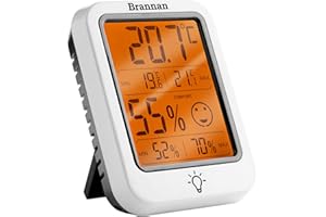 Brannan Digital Room Thermometer Indoor Humidity Meter Hygrometer Accurate Room Temperature Greenhouse Thermometer Max Min Recording Backlight LCD Home House Office Baby Nursery