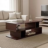 Green Soul Carya XL Engineered Wood Coffee Table | Center Table for Living Room | 1 Surface Top and 2 Shelves | Warranty Prot