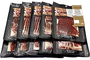 ‎ABEIOU aBeiou 1000gr Iberico-Schinkenschulter GESCHNITTEN. Iberico-Schinken +28 Monate in Guijuelo (Salamanca) gereift. Hycer-Garantiezertifikat. Jamon iberico Patanegra. 10 Packungen à 100gr.