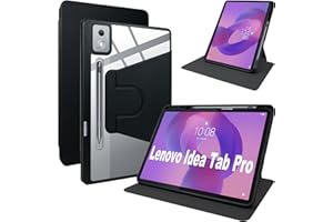 Lemxiee Funda para Lenovo Idea Tab Pro Case Funda Protectora con Soporte Plegable/con Ranura para bolígrafo,Funda de Cuero PU + acrílico Transparente para Lenovo Idea Tab Pro 2025 12.7" Cover