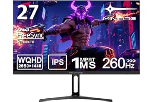 ‎MINIFIRE Minifire 27 Zoll Gaming Monitor, 260Hz, 2K QHD 1440P 1ms Adaptive Sync, sRGB 130%, HDR10, 2×DP1.4, 2×HDMI 2.1(TMDS) Wandbefestigung (MFG27F4Q Pro)