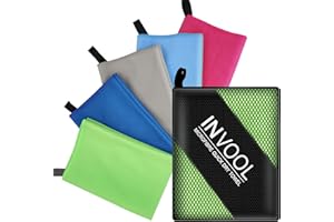 INVOOL Toalla de Fibra Superfina, 5 Colores (Verde) con Bolsa de Transporte - Ideal para Viajes, Camping, Gimnasio, Playa, Vacaciones, Toalla de Secado Rápido (50x100)