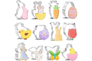 Daliyer Ausstechformen Ostern, 12 Stück Ostern Basteln Kinder - Osterhasen Ausstecher Set, Ausstecher Ostern für Ostern Deko & Ostergeschenke Kinder, Osterplätzchen Hase, Ei, Karotte, Küken, Blume