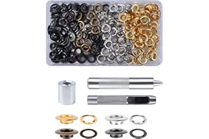 Zythrem 280 PCS Grommets Kit 8 mm Eyelets Punch Kit Grommets Eyelets Set Metal Eyelets Kit with Grommet Setting Tool Hole Punch Kit for Tarpaulin Leather Fabric Curtain Clothing Shoe Belt Craft Making