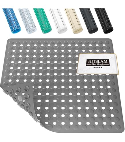 HITSLAM Antislip badmat, 89 x 40 cm, lange douchemat, antislip, BPA-vrij, schimmelbestendig en machinewasbaar, zacht voor de voet, blauw