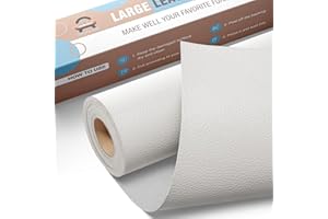 OAZ Grande Nastro di Riparazione in Pelle, 40 x 80 cm Toppe autoadesive in pelle, Kit Riparazione Pelle Patch Pelle Adesiva per Seggiolino Auto, Divano, Sedia, Reclinabile, Stivale, Borse - Bianco