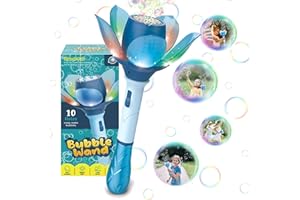 Efymosce Flower Bubble Stick, Electronic Bubble Machine Children, Bubble Gun 10,000+ Bubbles / Min with 120 ml Bubble Solution / Battery / LED for Outdoor/Party/Wedding