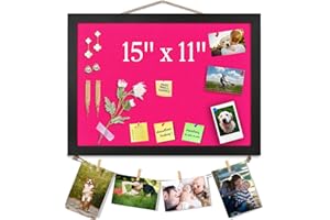 ORIGREEN Rosa Pinnwand Korktafel mit Filz, 38x28CM kleines Anzeigebrett für Wände, Schmuck, Notizen, Sammlungen, Fotos, Büro, Holzrahmen (schwarz) & Filz (rosa), 1 Stück.