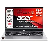 acer, notebook Portatile, Ryzen7 5700u, fino a 4,3 Ghz, Ram 32 Gb, SSD PCI Nvme da 512Gb, Display Led 15,6" FHD, 4 usb, wi-fi