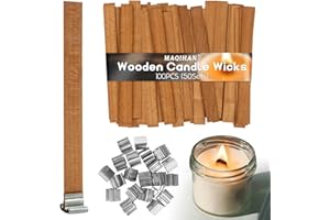MAQIHAN 100 Wood Wicks for Candles Making - Smokeless Wooden Candle Wicks Crackling Candle Wax Wood Wick mechas para velas de cera Candle Making Wicks for Paraffin Candle Soy Wax Candlemaking(50 Sets)