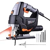 Stichsäge, TACKLIFE 800W 3000SPM Elektro Stichsäge mit Laser & LED, 6-Geschwindigkeitsvorwahl, 4-Stufe-Pendelung, 6 Blättern,