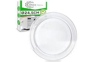 Mikrowellenteller Glas mit einem Durchmesser von Ø 24,5 cm geeignet für LG und Andere Marken mit einer Mikrowelle Teller von 245 mm - ONIX TECH