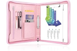 ‎GRADUATEPRO Schreibmappe 2 Ringbuch A4 Konferenzmappe Reißverschluss Leder Wasserdicht Organizer Mappe Dokumentenmappe Rosa