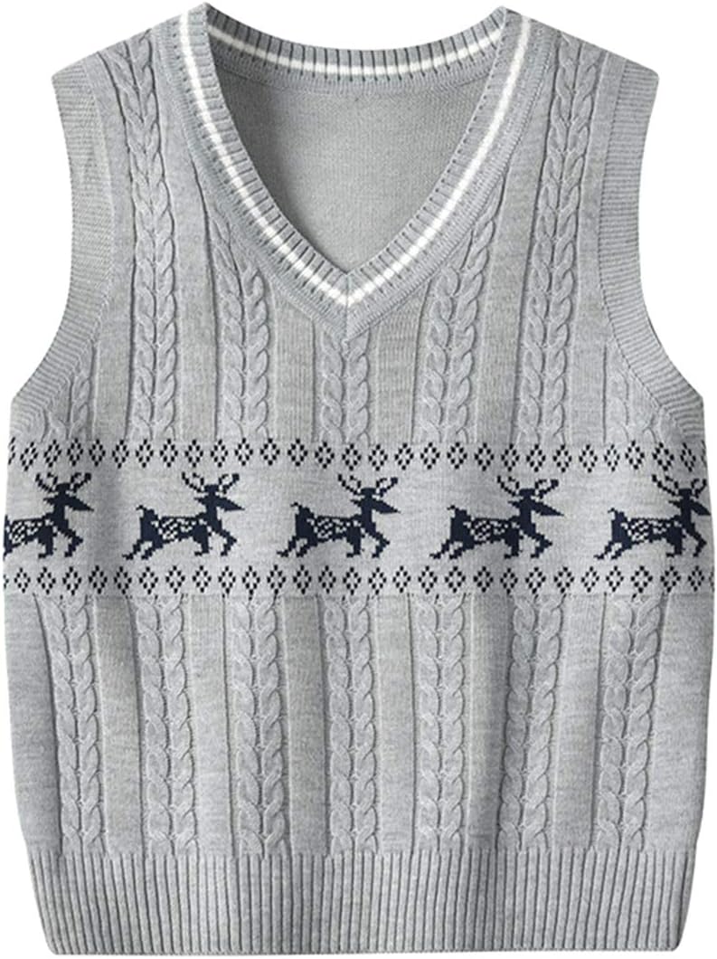 Knitted Vest Boys Tank Top Sleeveless Jumpers Kids V Neck Sweater Pullover for 1-7T