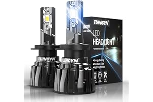 H7 LED Bombillas 16000LM 80W, TUINCYN +400% de Brillo H7 Kit de Conversión de Lámparas de Faros LED 1:1 6000K Bombilla Halógena HID Blanca Fuerte Haz Ajustable de 360 ​​°, IP65, 2 Lámparas