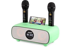 DLARA Cassa Bluetooth Karaoke,karaoke con2 UHF- Microfoni Wireless professional,Karaoke Professionale Completo,Supporto AUX/USB/TF,Ideale per Karaoke Domestico,Feste Canore