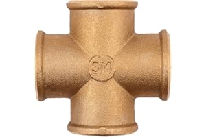 HYDROBIL Acoplador de cruz de latón roscado hembra BSP de 4 vías de 3/4 pulgadas, conector reductor
