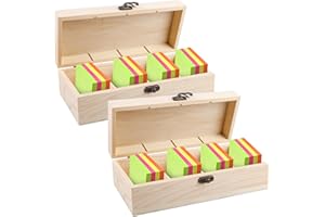 BAIFULAI 2 cartoncini in legno, formato A8, 25 x 9,5 x 7 cm, in legno con coperchio, per ufficio, scuole e casa (cartoncini non inclusi)