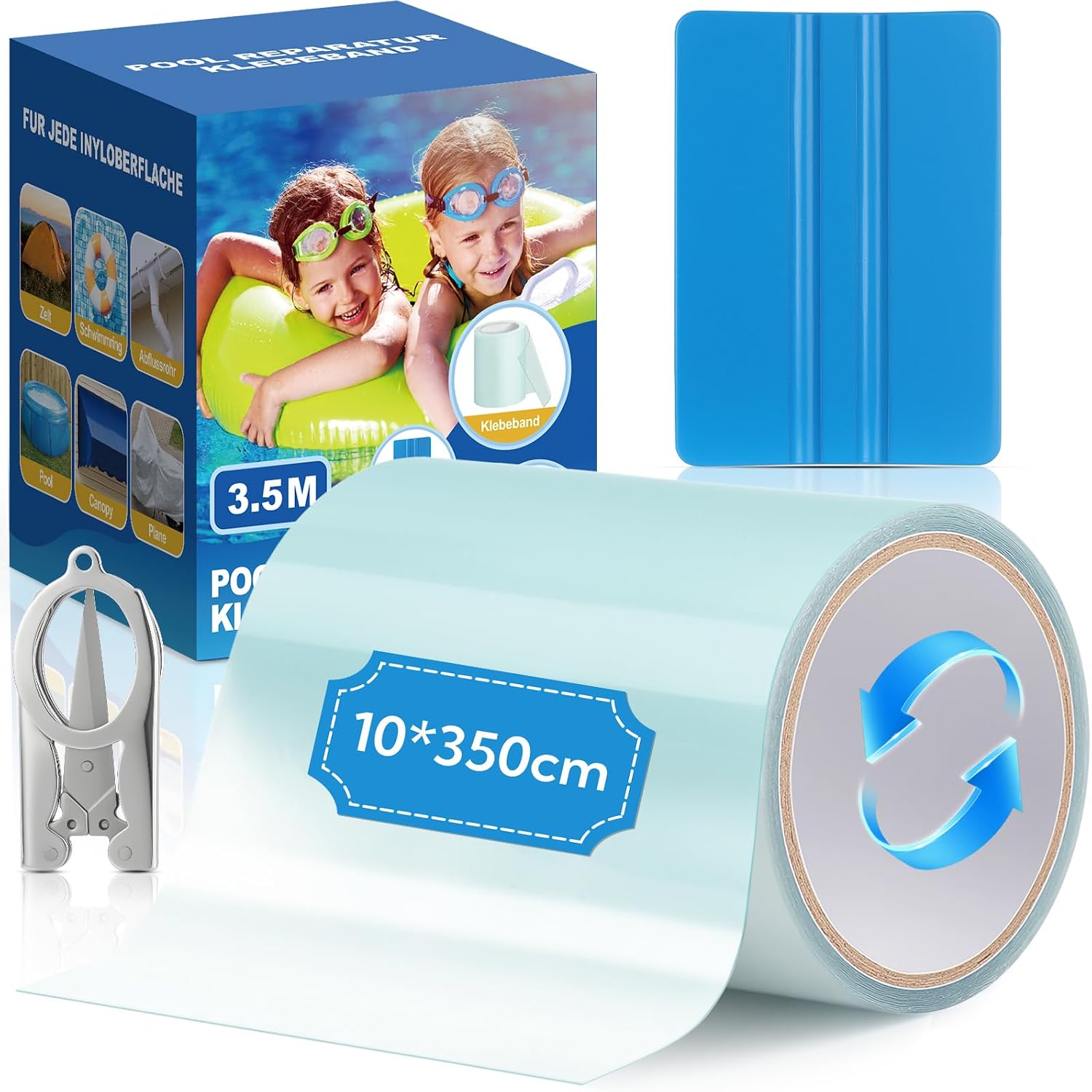 AVAKY Parches Piscina 10cmX350cm, PVC Parches para Piscinas con Agua, Parche Piscina bajo Agua Transparente para Liner Piscina, Lona de Piscina, Cama de Agua，Colchon Hinchable