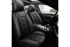 MONREBO 2pcs Car Front Seat Covers Universal Fit For Most Cars Suvs And Sedans,Waterproof&Breathable Faux Leather Car Seat Cushion Protectors,Black