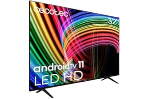 Cecotec Televisor LED 32" Smart TV A3 Series ALH30032. Resolución LED HD, Sistema Operativo Android TV 11, Google Voice Assitant y Chromecast, Modelo 2023
