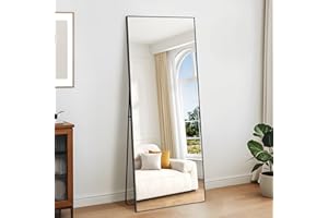KOCUUY Rectangle Full Length Mirror, 165 x 60 cm Wall Mirrors, Free Standing Mirror Full Body with Aluminum Alloy Frame, Suitable for Bedrooms, Hallway or Cloakroom, Black