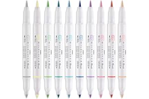 Zebra Mildliner Brush zakreślacz - pisak pędzelkowy i stalówka markerowa - podwójna końcówka, opakowanie 10 różnych kolorów