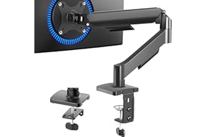 VIVO Single Monitor Height Adjustable Counterbalance Pneumatic Arm Desk Mount Stand, Classic, Universal VESA Fits Screens up to 32 inches, STAND-V001O