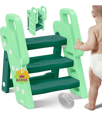 Opstapkruk met 2 treden voor kinderen, antislip en