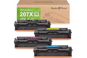 swiss toner Kompatibel für HP 207X (Mit Chip) für HP Color Laserjet Pro MFP M283fdw Toner Schwarz M255dw M282nw M283fdn Toner für HP 207A W2210A W2210X W2211X W2212X W2213X -4 Pack
