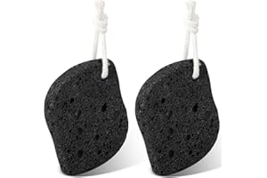 PHOGARY Pumeks do stóp i dłoni 2 szt., naturalne narzędzia do pedicure do usuwania zrogowaciałych zrogowaciałych skóry, naturalne złuszczanie stóp do usuwania martwej skóry (czarny pumeks lawowy)