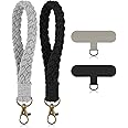 NHCDFA 2 Pcs Phone Lanyard, Phone Charms, with Tether Adjustable Charms for Phone Case Handwoven Lanyard for Phone Suitable for All Smartphones (1 Black and 1 Grey)